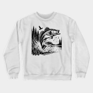 Bass Jumping Fishing Lovers Crewneck Sweatshirt